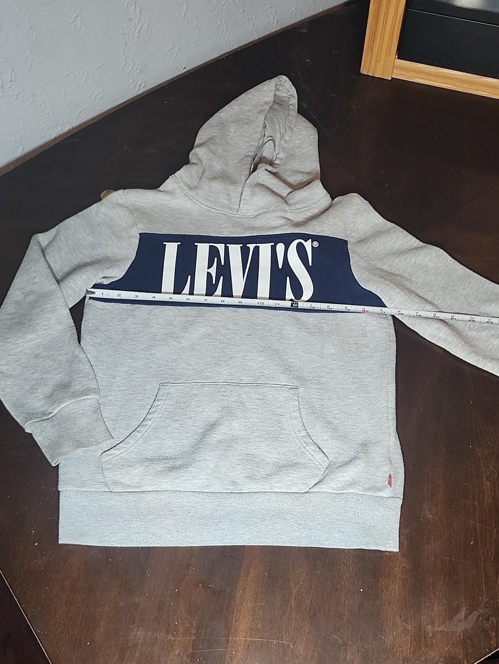 Levi's Gray Hoodie with Navy Logo Panel